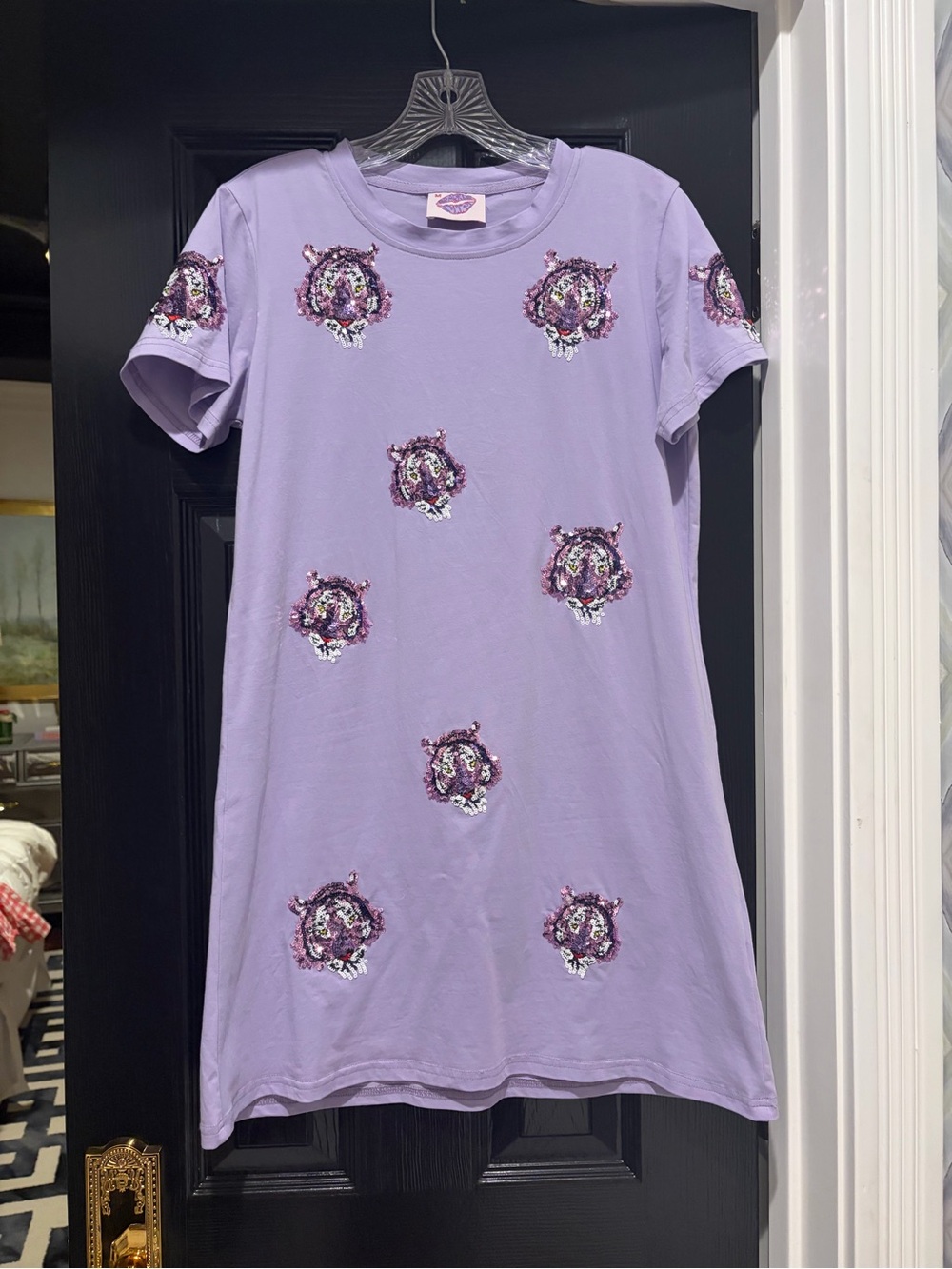 Lavender Embroidered Tiger 🐅 Mini Dress